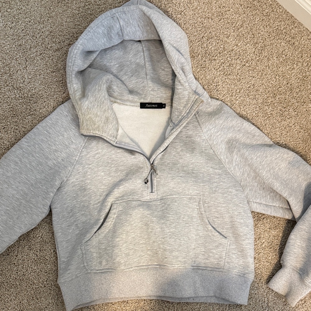 Cozy Light Gray Half-Zip Hoodie